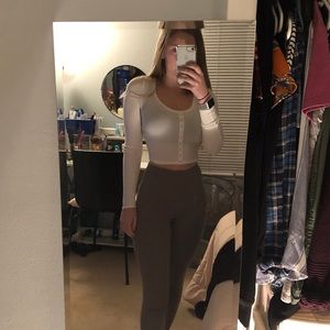 White crop top with buttons